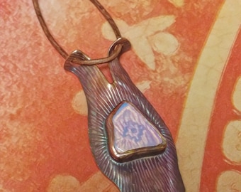 Moonstone and Oxidized Copper Pendant