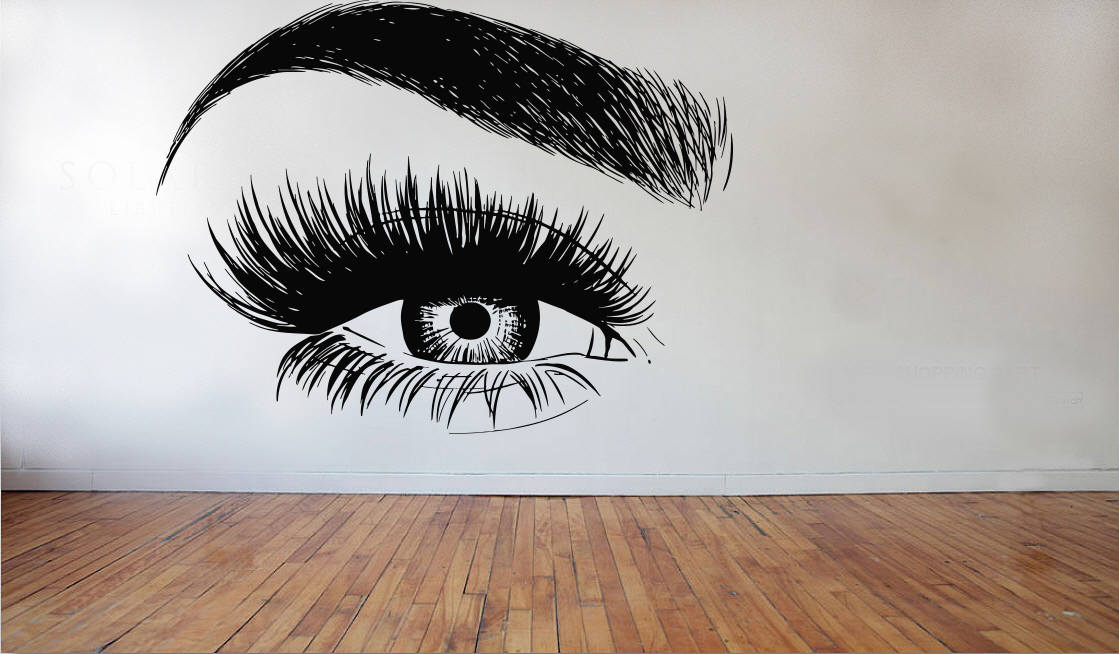 Wall Decal Sticker Eye Eyelashes Lashes Eyebrows Brows Beauty