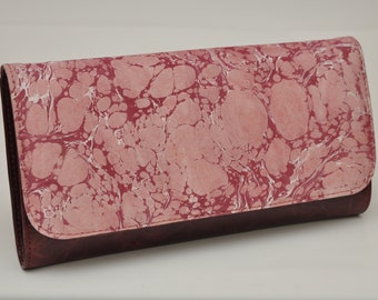Handmade Leather Marbled Clutch Bag