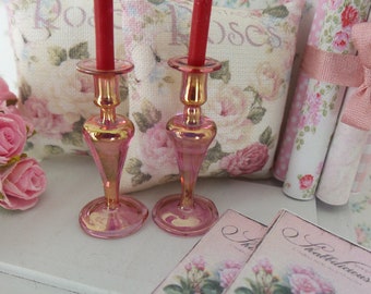 1:12 DOLLHOUSE CRANBERRY CANDLESTICKS