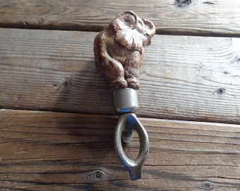 Antique Wooden Elephant Bottle Opener, 1930's - Elephant Bottle Openers - Primitive Bottle Opener - Antique Bottle Opener - Old Barware