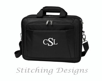Monogrammed briefcase, messenger bag - Black