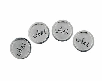 Personalized 14K Gold Shirt Studs Hand Stamped Name Initials Custom Solid 14K Rimmed Men's Jewelry Engraved Artisan Handmade