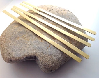 10 Cuffs 4x150mm SKINNY Brass metal bangle cuff blanks for hand stamping or etching.