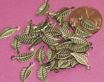 100 pcs of Antique brass leaf drop 14x6mm
