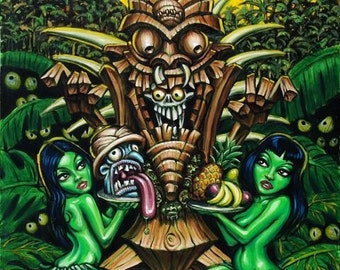 BigToe's Zombie Tiki Small archival art print