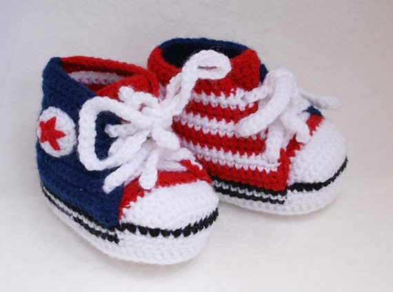 Baby Booties American Flag Knitted Baby Converse Booties
