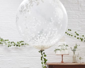 Bianco di coriandoli bianco grande aerostato x 3, palloncini matrimonio, palloncini giganti, grandi coriandoli palloncini, coriandoli palloncini, palloncini doccia Baby
