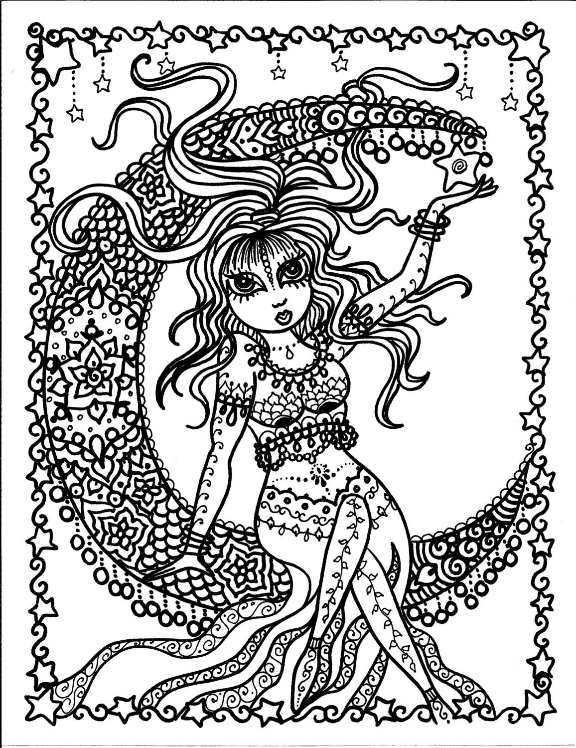 Download 5 pages Belly Dancer coloring pages Digital files Instant