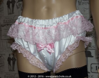 Sissy Satin Frilly Panties With Zip Thru Crotch