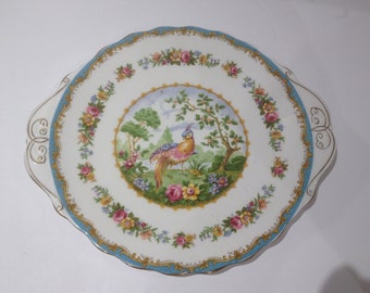 Royal Albert Chelsea Bird Blue Handled Cake Plate