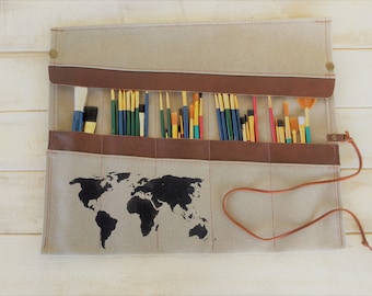 Paint Brush Roll, Artist Roll, Paint Brush Organizer, Artist pouch, Paint Brush Holder, Painters Travel Case