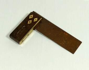 Brass inlaid try square tool