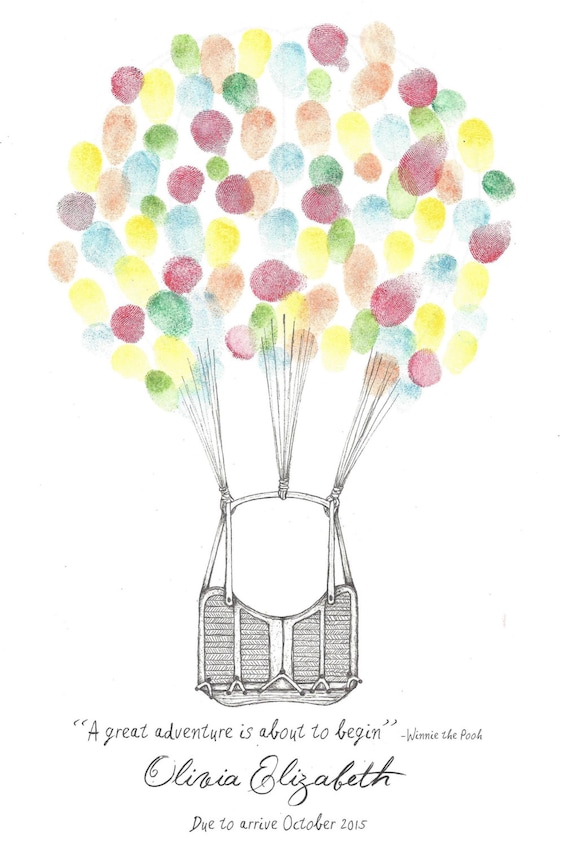 Hot Air Balloon Finger Print Guest Book Wedding Shower