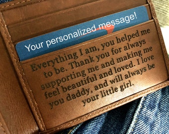Personalized men's wallet • custom engraved wallet • personalized gift for dad, monogrammed wallet • Fathers day gift • Toffee 7751 >