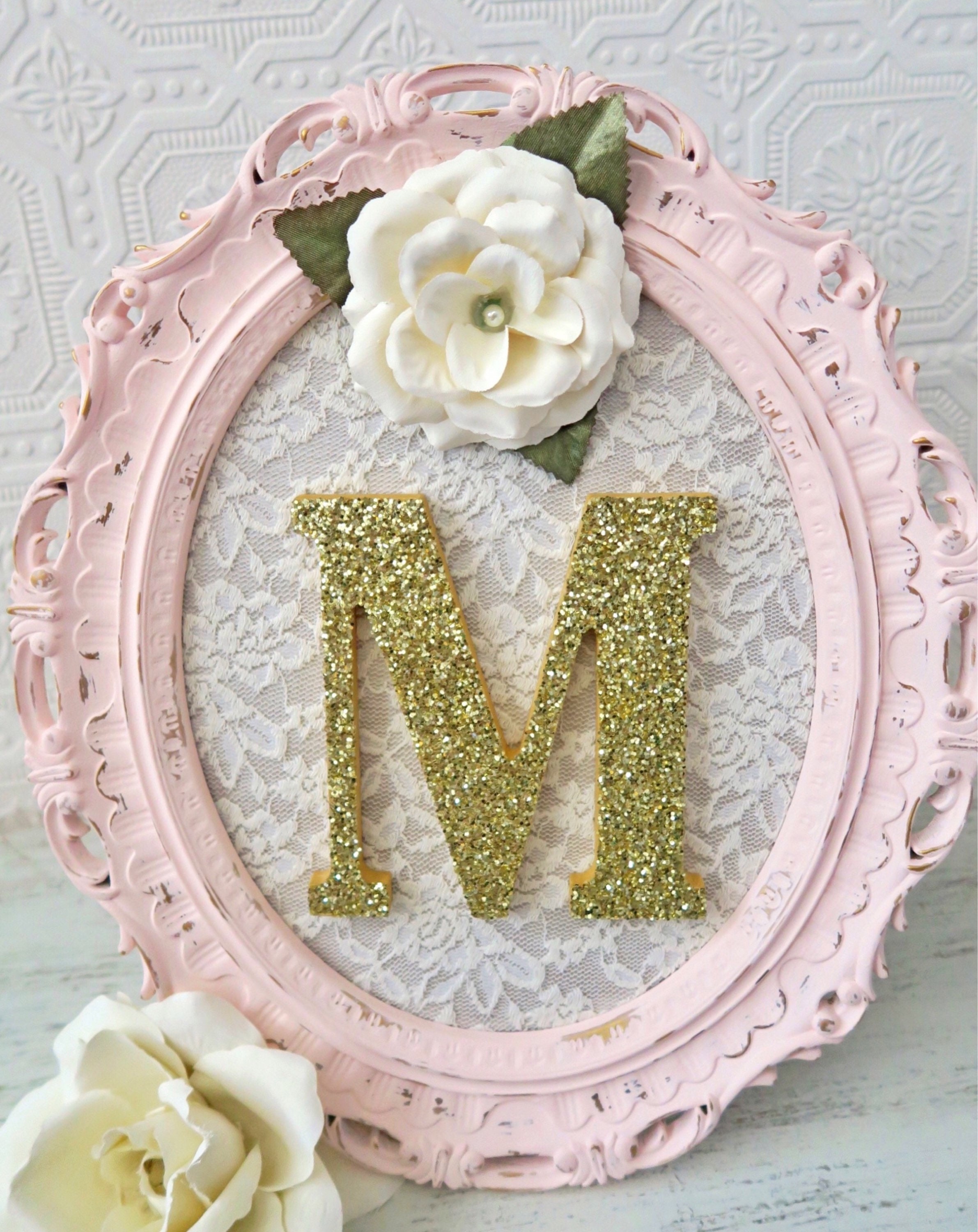 Nursery Letter M Baby Girl Nursery Letters Pink and Gold Wall