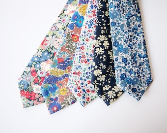 Blue Floral Tie, Liberty of London tie, blue necktie, custom ties, custom wedding necktie, custom necktie, navy blue necktie, navy blue tie