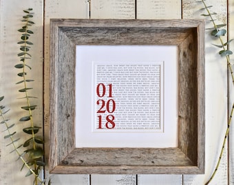 Paper Anniversary Gift | Anniversary Gift Paper| First Anniversary Gift | Anniversary Date and Wedding Vows or Lyrics 8X8