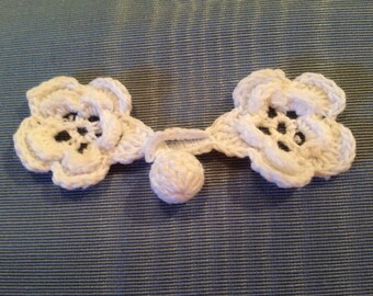 White Vintage Crocheted Chinese Frog 6 Pairs Fasteners Ball Button Crochet Closure Fastening Button Chinese Knot Button Needlecraft sewing