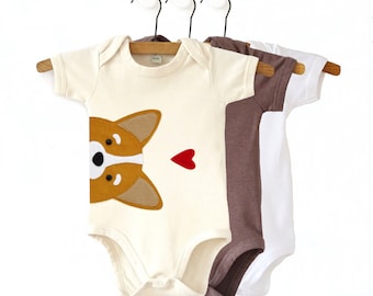 Corgi Organic Baby Bodysuit : Corgi Baby Gift , Organic Corgi Bodysuit