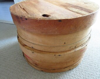 Vintage Round Wooden Chees Box Cheese Round Cheese Wheel Round Storage Box