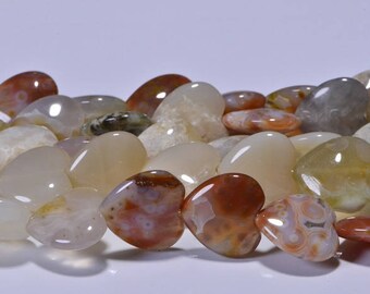 Ocean Jasper Heart Beads 14mm Natural Gemstone Beads Jewelry Making Supplies