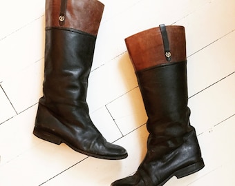 Vintage leather high winter riding boots size 38,5