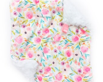 Floral Lovey. Baby Lovey. Baby Blanket. Floral Baby Blanket. Security Blanket. Mini Baby Blanket. Floral. Baby Shower Gift. Baby Gift.