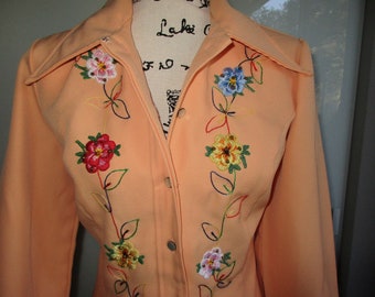 Pastel Orange Cowgirl Pant Suit by JC Penney! Medium to Large,Bell Bottoms 1970's