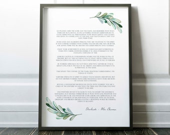Desiderata Print, Poem Art, Max Ehrmann poem, Literary Poster, fine art print, literary quote, motivational poster, little tiger designs