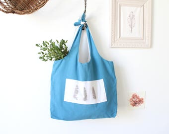 Cotton Tote Bag Tote Bag in Cotton / Tote / Blue Shopping Bag / Evjf Tote Bag / Beach Bag / Mother's Day Gift