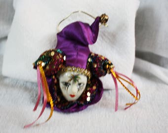 Vintage Harlequin or Jester Purple Fridge Magnet or Ornament