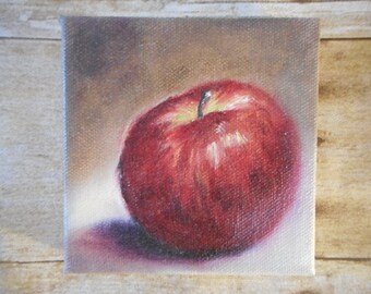 Small Original Oil Painting, Apple