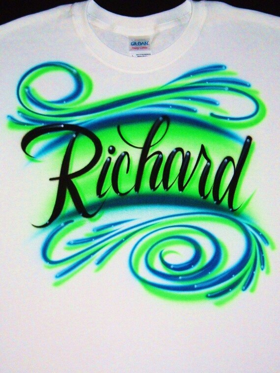 Airbrush T Shirt Script Name Swirls Airbrush Name Shirt