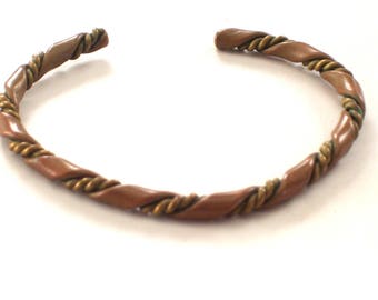 Vintage Copper and Brass Cuff, Mixed Metals Cuff, Twist Cuff Bracelet, Vintage Bracelet, Copper Brass Cuff Bracelet, Copper Jewelry