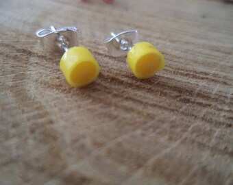 Silver earrings lemon yellow polymer clay