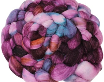 Orchid - hand-dyed merino wool and silk (4 oz.) painted combed top