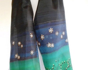 black and green silk scarf