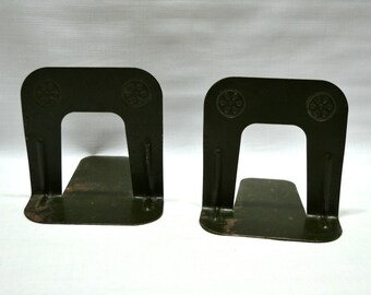 Vintage Metal Industrial Book Ends Office Supplies