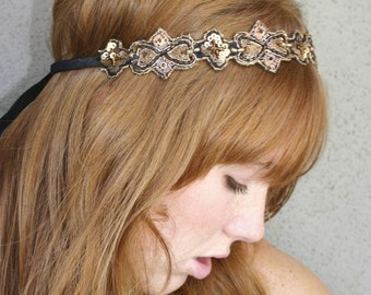 Hippie Chic Bohemian Tie Headband for Women and Teens, Woman Hair Accessory