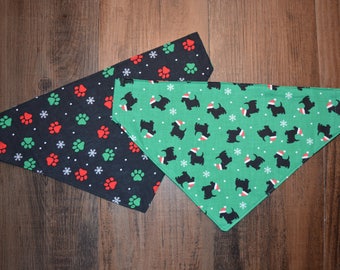 Green Christmas Pups Reversible Dog Bandana