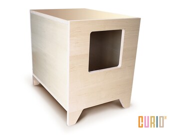 CURIO in Maple | Modern Cat Litter Box | Designer Cat House | Cat Furniture | Pet House | Mid Century Modern | Ready To Ship