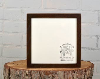 8x8 Square Picture Frame with Vintage Dark Wood Tone Finish in Peewee Style - IN STOCK - Same Day Shipping - 8 x 8 Thin Wood Photo Frame