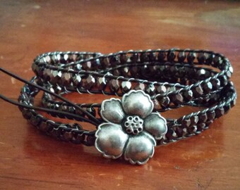 Leather & Bead Wrap Bracelet