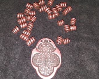 Lot of 1 Pendant 29 Burgundy Burnished Deep Burgundy Polymer Clay Spiral Tube Beads