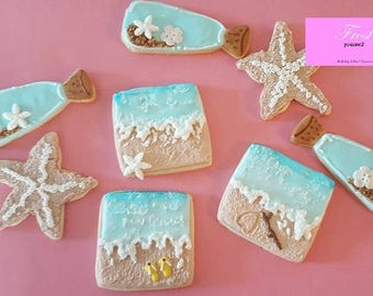 Ocean Beach Decorated Iced Cookies Sugar Summer~1 Dozen~Frost Yourself Cookies