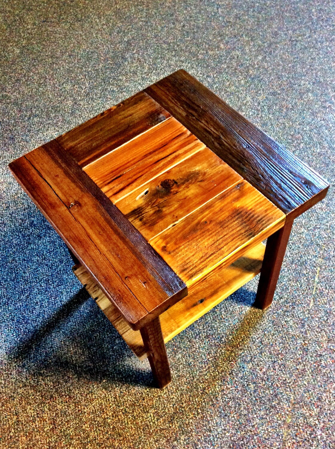 Reclaimed Wood End Table with Shelf