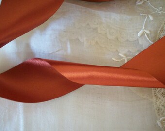 vintage rayon double-faced satin ribbon in sienna, 1 1/2 " wide
