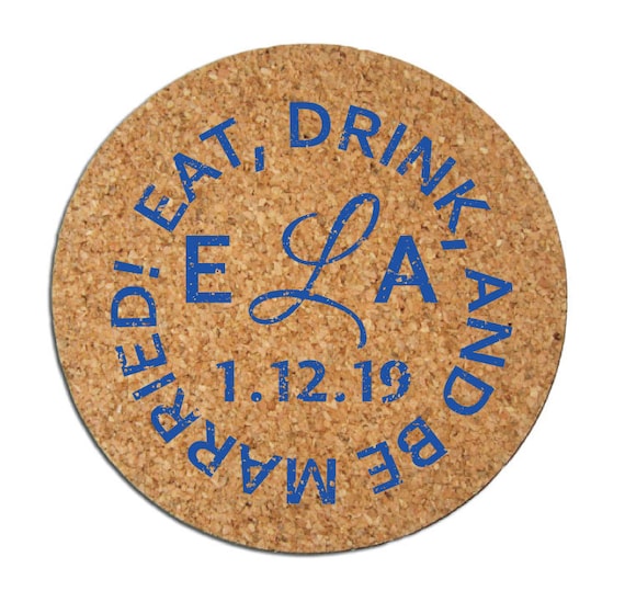 Items Similar To 100 Cork Drink Coasters Custom Personalized Wedding ...