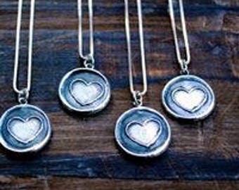 Simple Heart Silver Wax Seal Necklace
